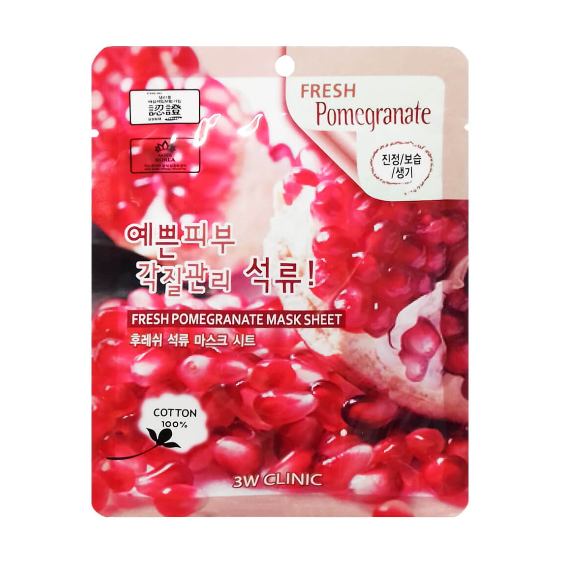 Тканинна маска для обличчя 3W Clinic Fresh Pomegranate Mask Sheet з екстрактом граната, 1 шт
